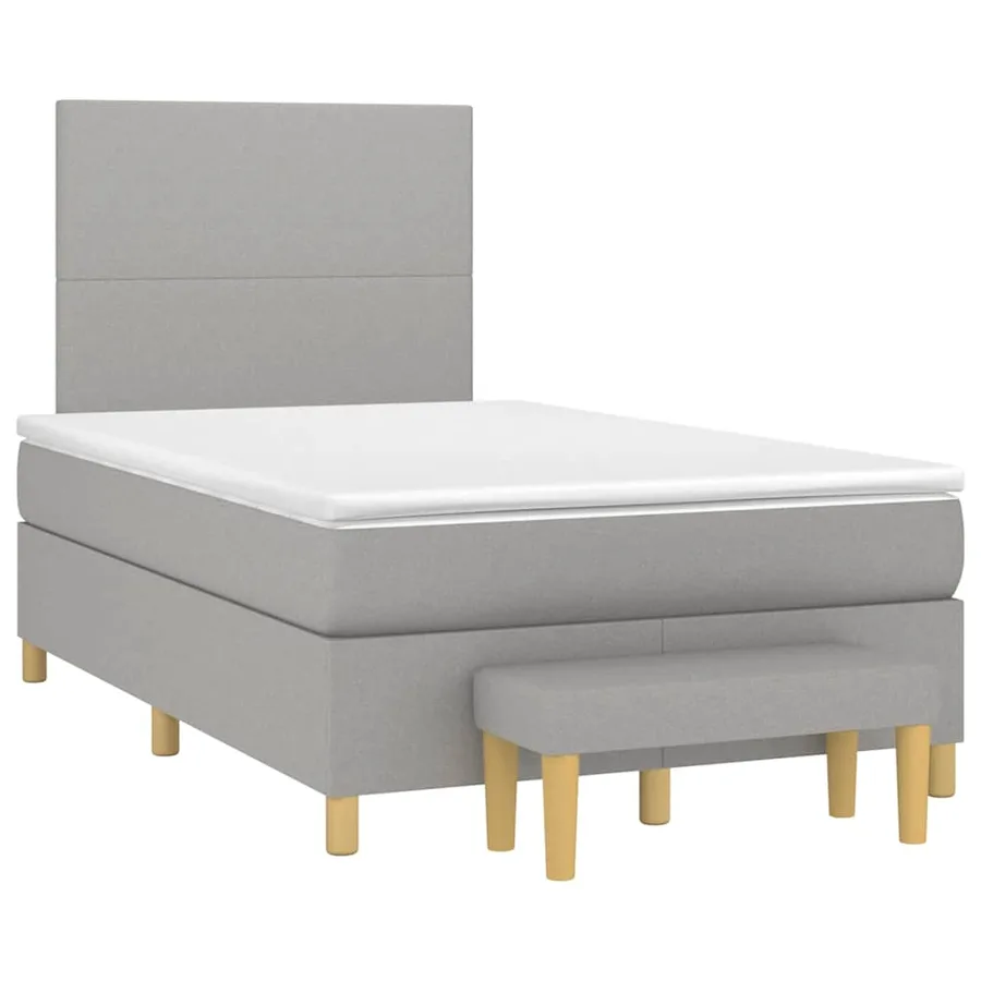 Sommier à lattes de lit et matelas gris clair 120x190 cm tissu - 2