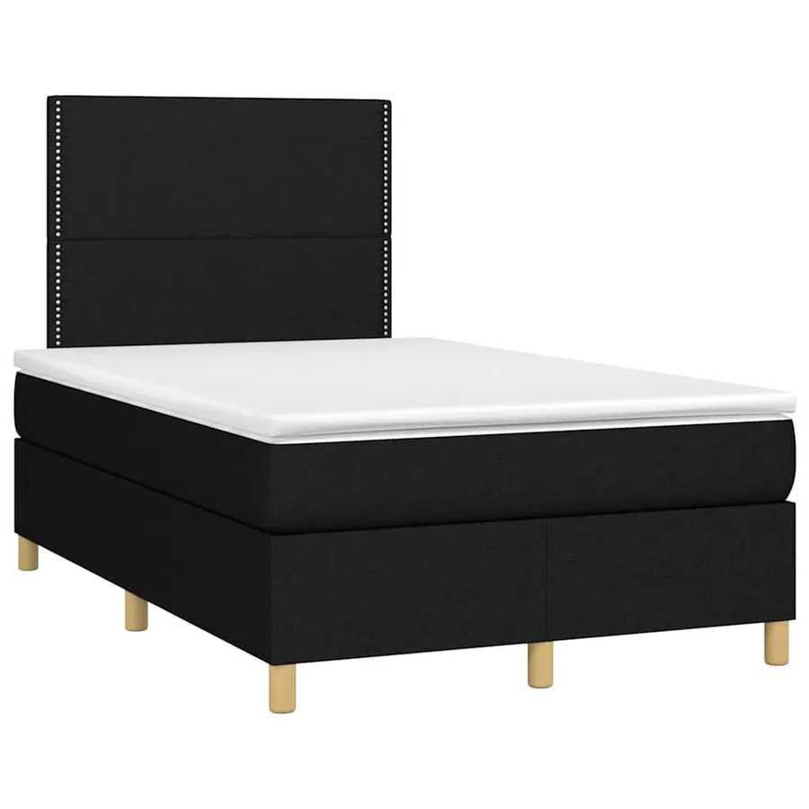Sommier à lattes de lit matelas et LED noir 120x190 cm tissu - 3