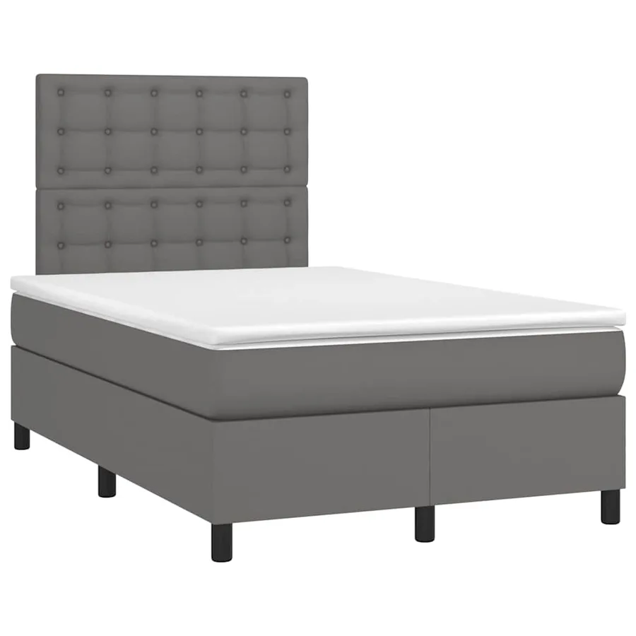 Sommier à lattes de lit matelas LED gris 120x190 cm similicuir - 3