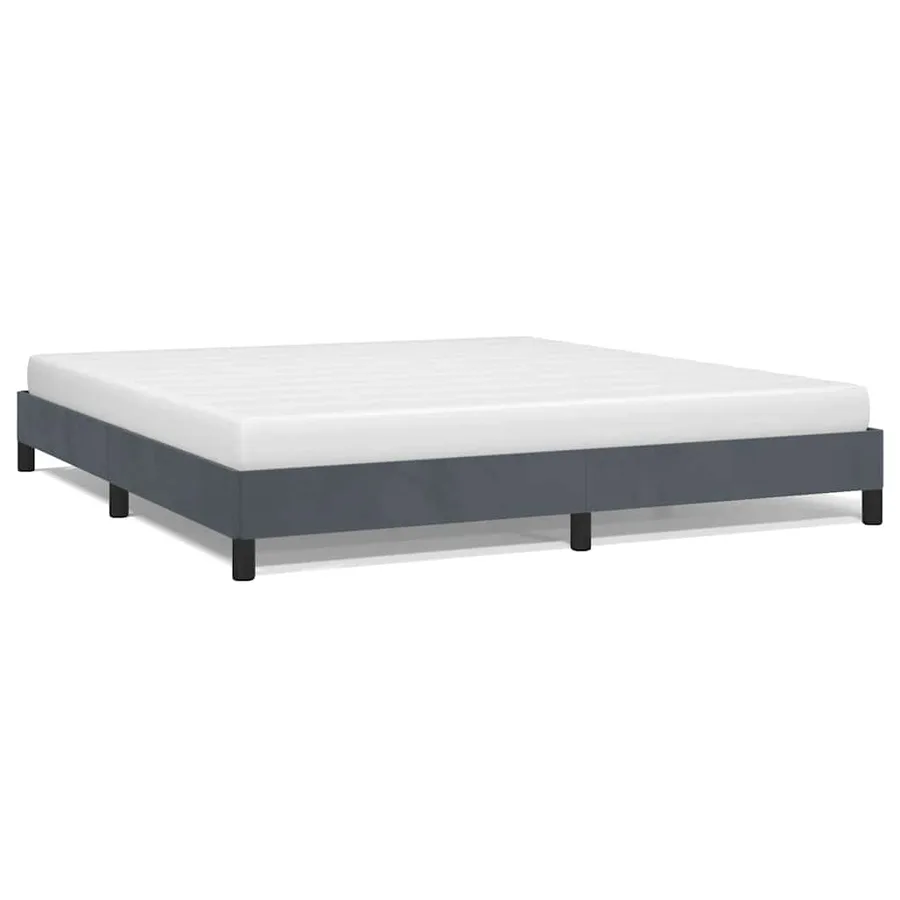 Cadre de lit sans matelas gris foncé California velours - 2