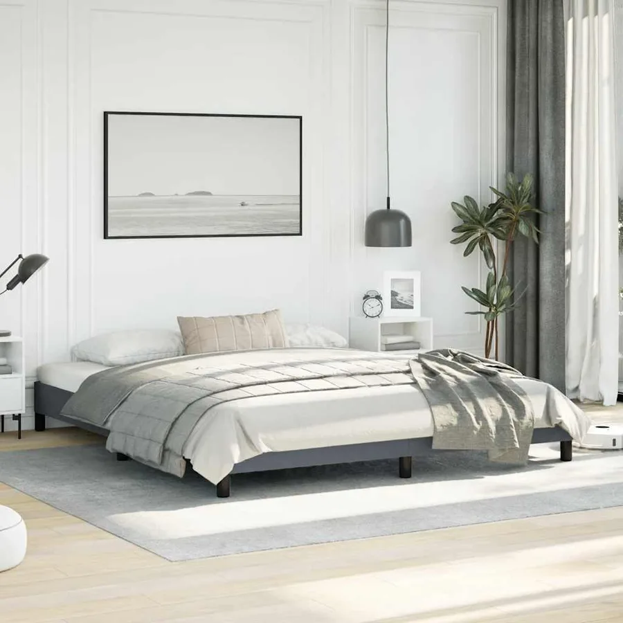 Cadre de lit sans matelas gris foncé California velours - 5