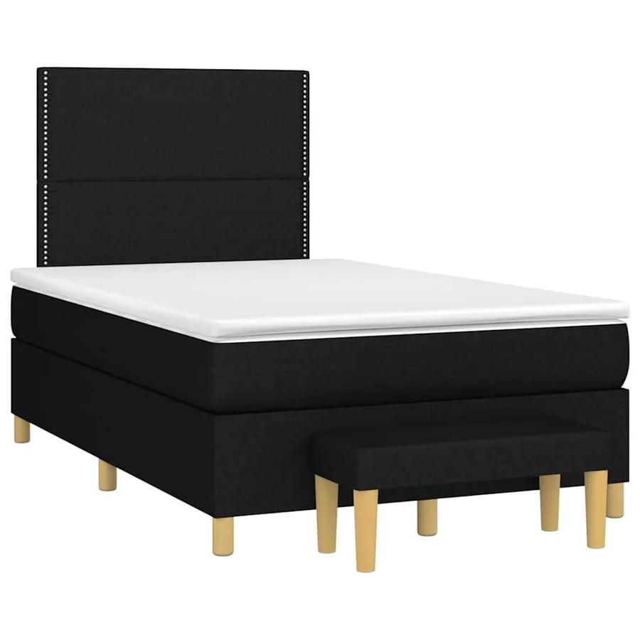 Sommier à lattes de lit avec matelas noir 120x190 cm tissu - 2
