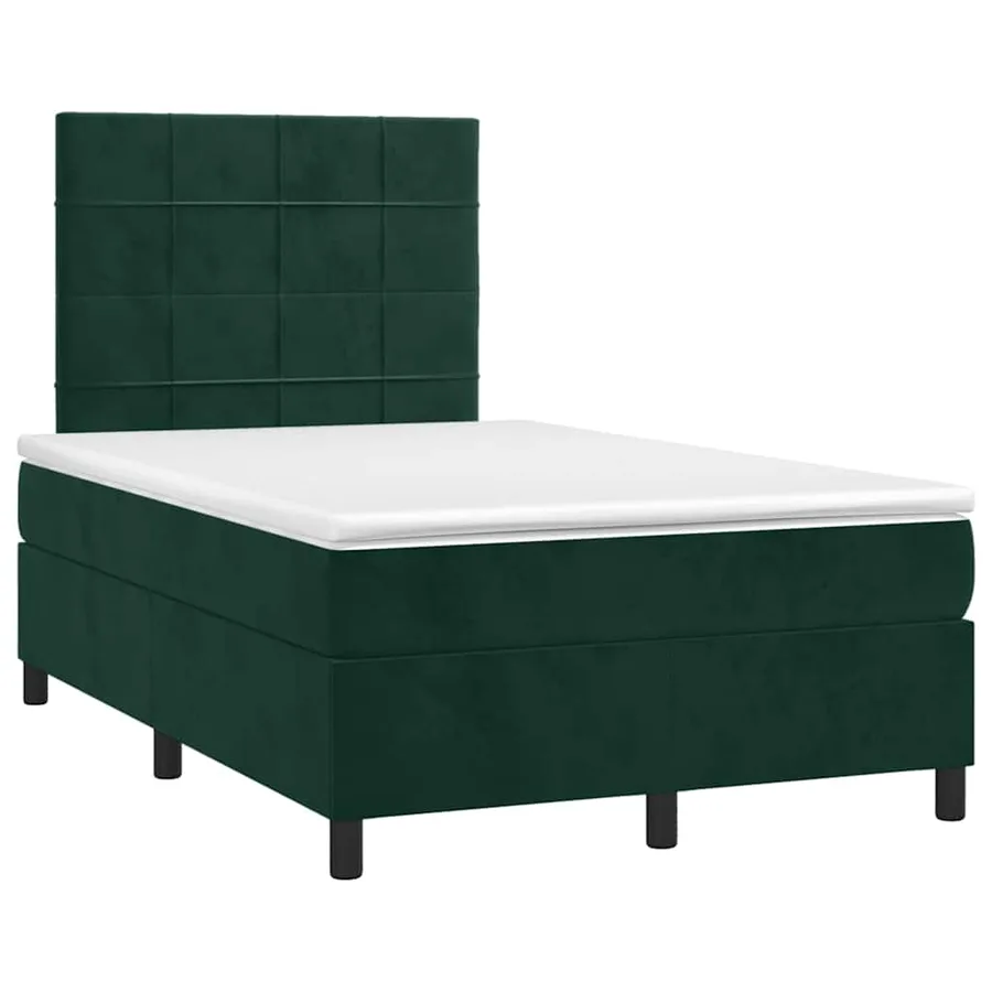 Sommier à lattes de lit avec matelas vert foncé 120x190 cm - 2