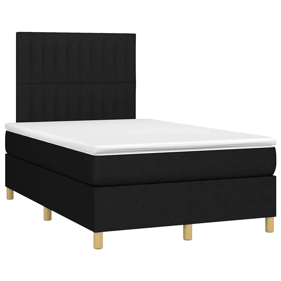 Sommier à lattes de lit matelas et LED noir 120x190 cm tissu - 3
