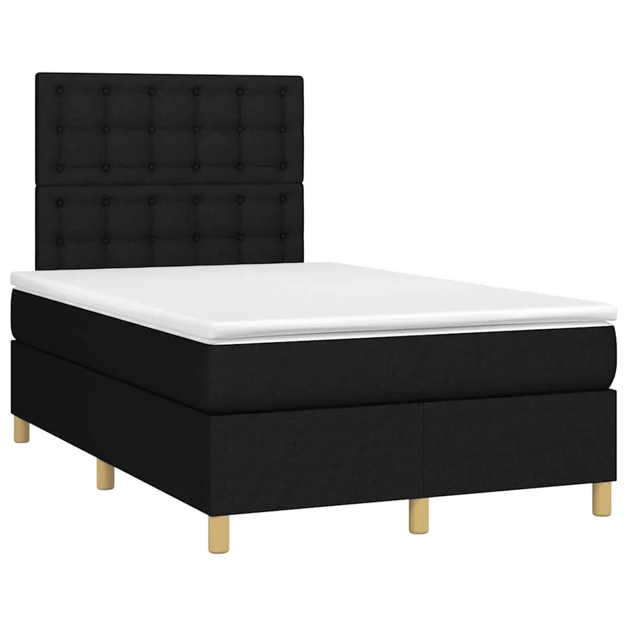 Sommier à lattes de lit matelas et LED noir 120x190 cm tissu - 3