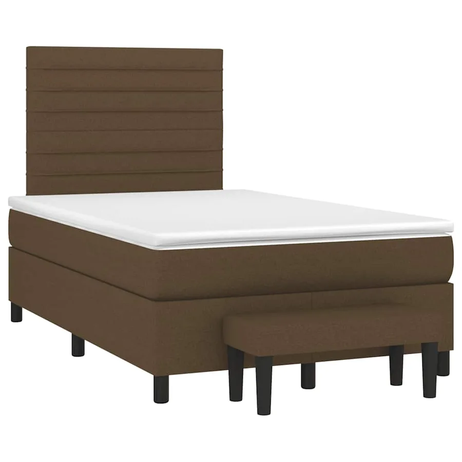 Sommier à lattes de lit et matelas marron foncé 120x190cm tissu - 2