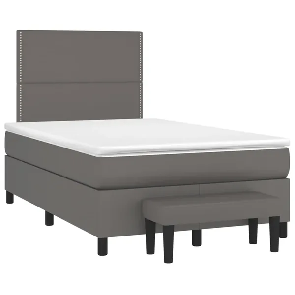 Sommier à lattes de lit avec matelas gris 120x190 cm similicuir