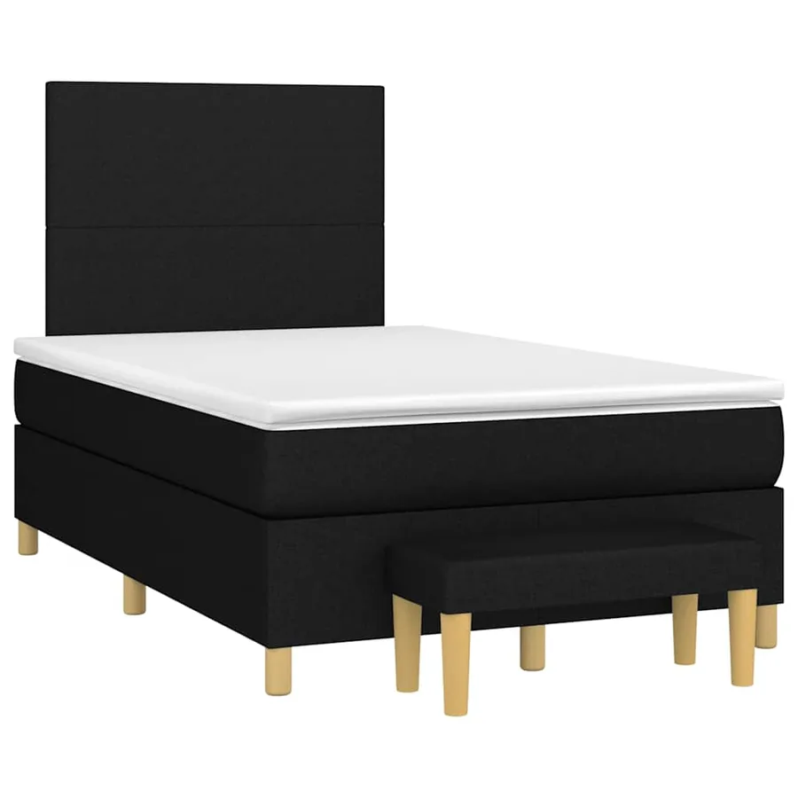 Sommier à lattes de lit avec matelas noir 120x190 cm tissu - 2