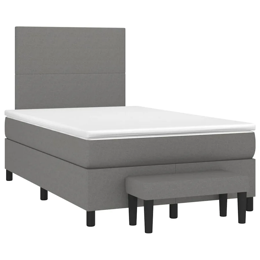 Sommier à lattes de lit et matelas marron foncé 120x190cm tissu - 2