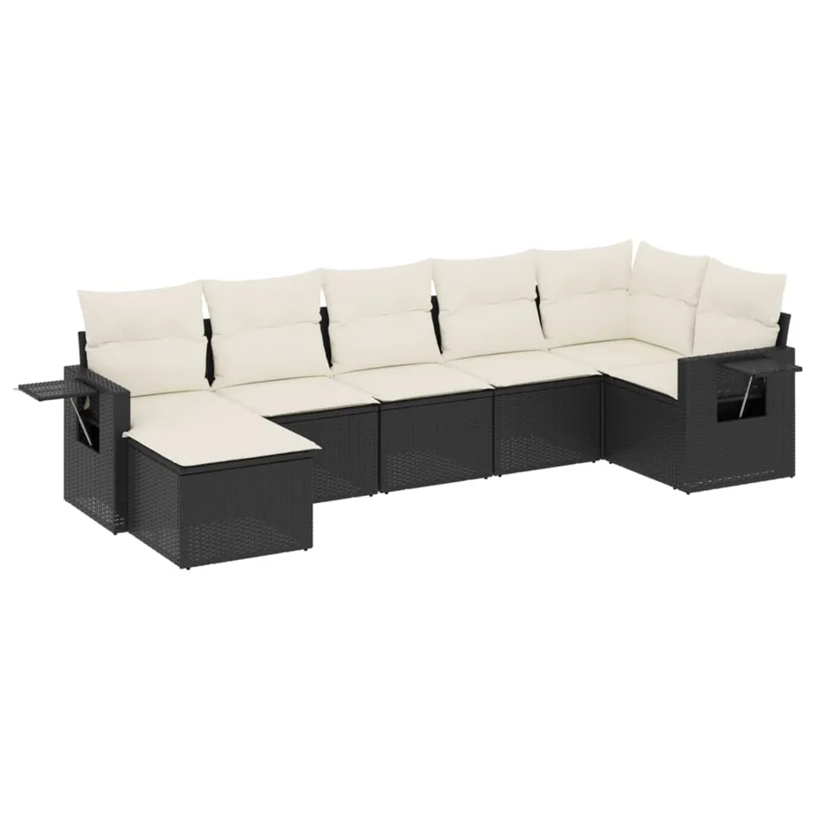 Salon de jardin 7 pcs avec coussins noir résine tressée 55 x 62 x 69 cm - 60,0 kg - 2