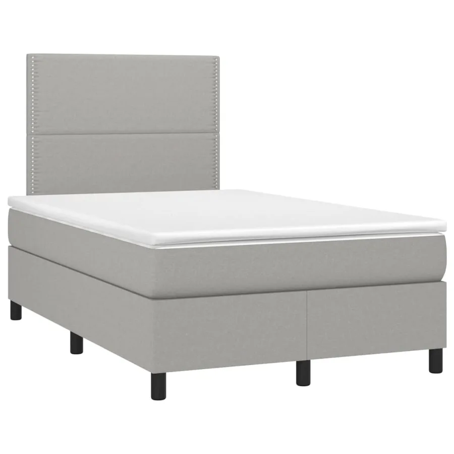 Sommier à lattes de lit et matelas gris clair 120x190 cm tissu - 2