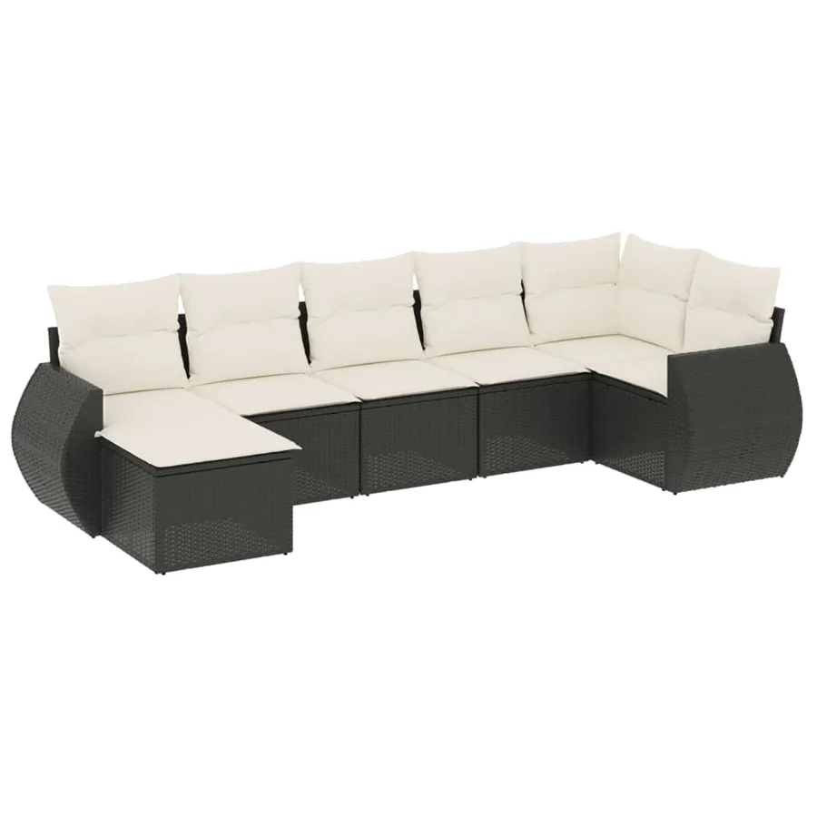 Salon de jardin 7 pcs avec coussins noir résine tressée 71 x 62 x 69 cm - 59,0 kg - 2