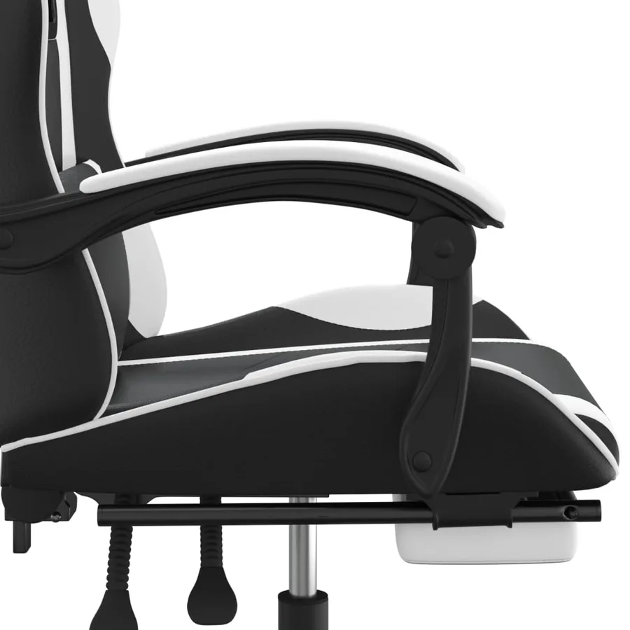 Chaise de jeu avec repose-pied Noir et blanc Similicuir - 10