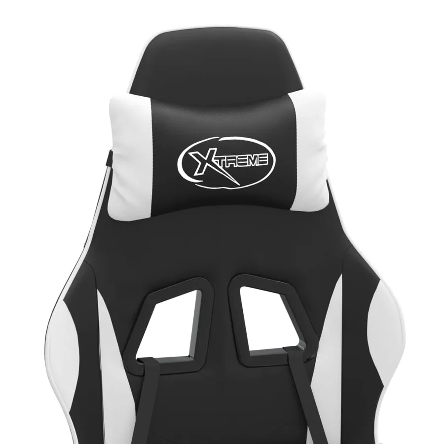 Chaise de jeu avec repose-pied Noir et blanc Similicuir - 11