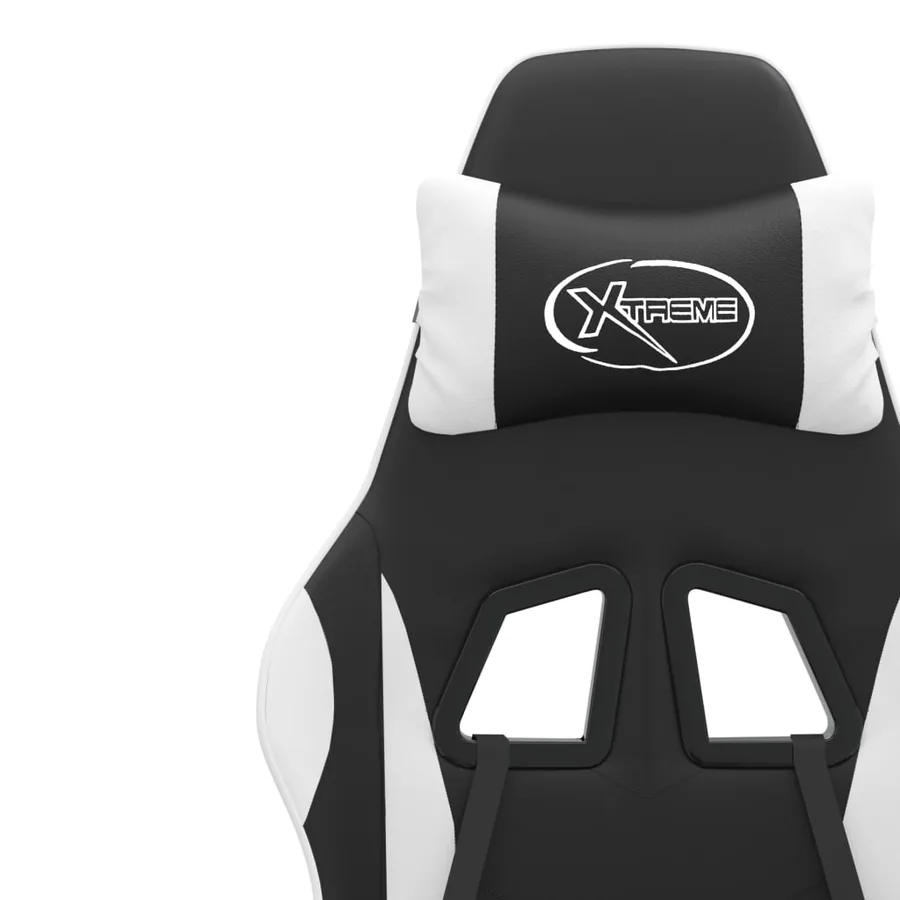 Chaise de jeu avec repose-pied Noir et blanc Similicuir - 12
