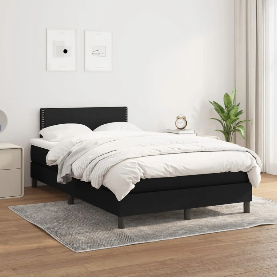 Sommier à lattes de lit avec matelas noir 120x190 cm tissu - 3