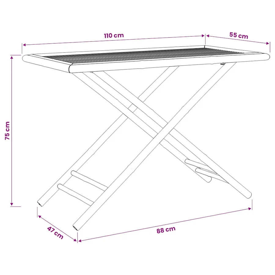 Ensemble de bistro pliante 5 pcs et coussins blanc crème bambou - 12