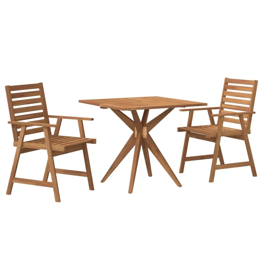 Ensemble à manger de jardin 3 pcs Bois d'acacia solide - 2