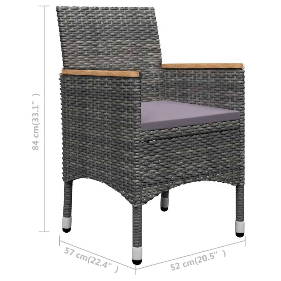 Ensemble à manger de jardin 5 pcs Gris - 12
