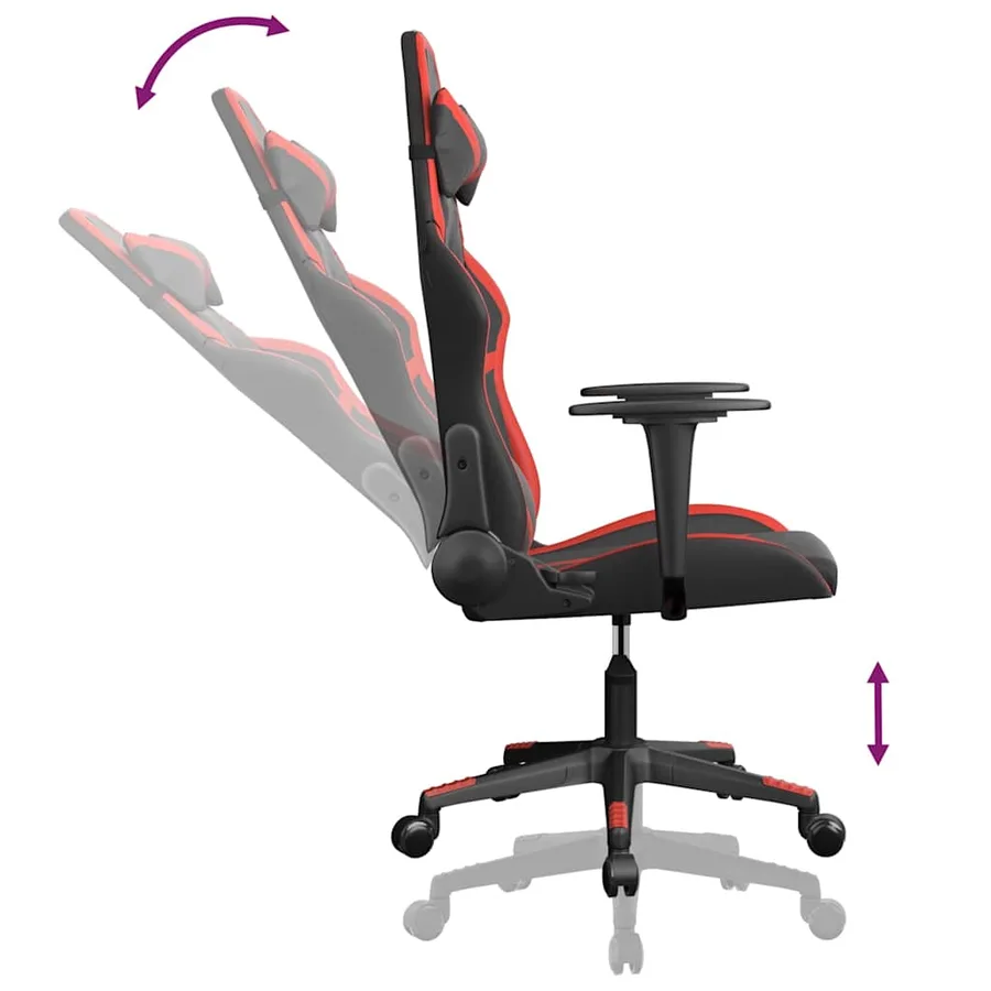 Chaise de jeu de massage Noir et rouge Similicuir - 5
