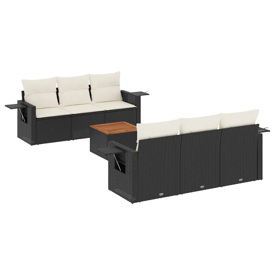 Salon de jardin 7 pcs avec coussins noir résine tressée 55 x 62 x 69 cm - 63,8 kg - 2