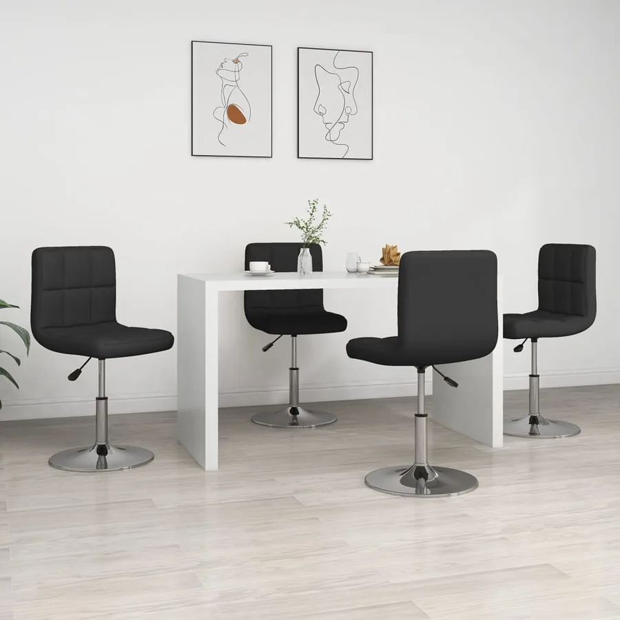 Chaises à manger lot de 4 noir similicuir
