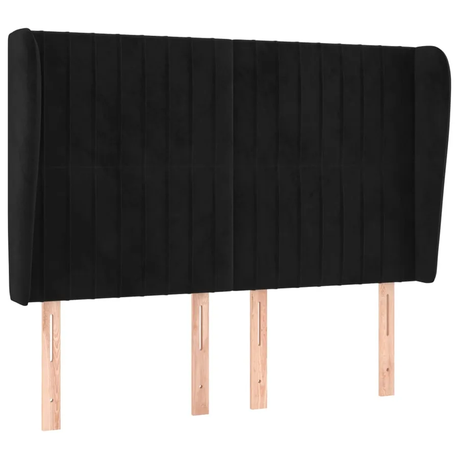 Tête de lit avec oreilles Noir 147x23x118/128 cm Velours - 2