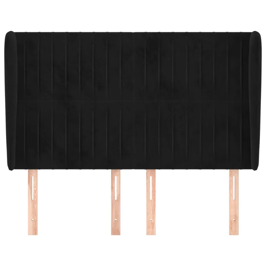 Tête de lit avec oreilles Noir 147x23x118/128 cm Velours - 3
