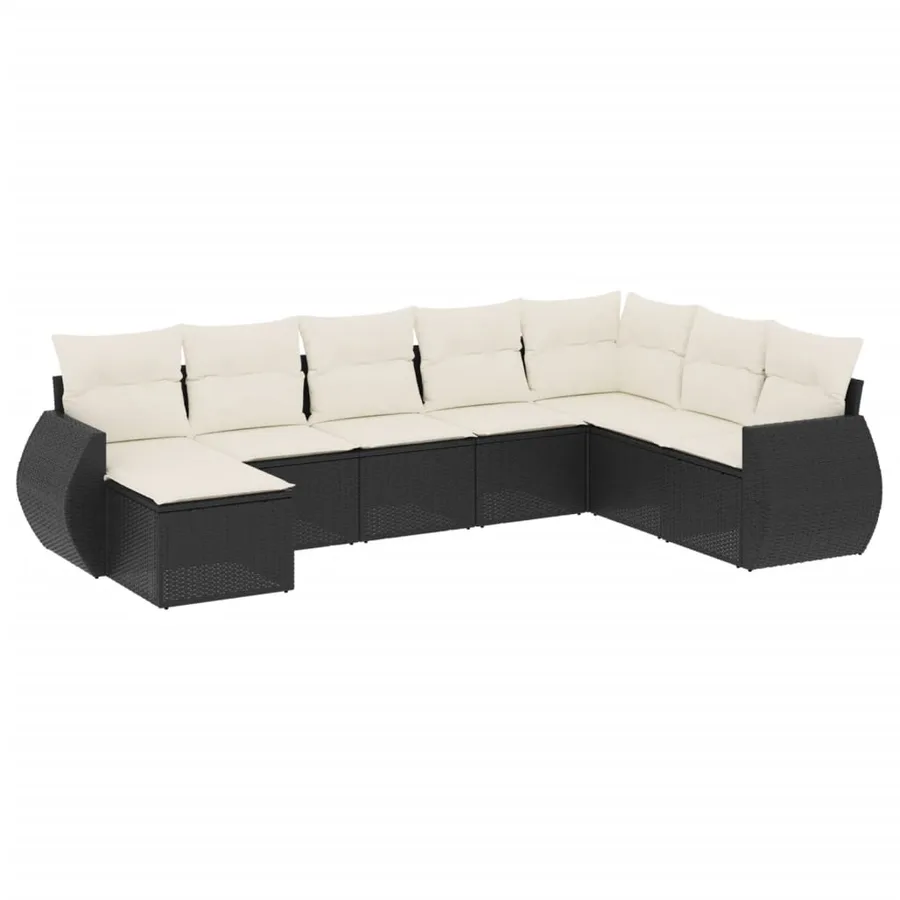 Salon de jardin 8 pcs avec coussins noir résine tressée - 2
