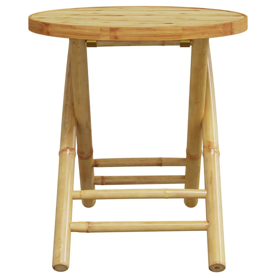 Ensemble de bistro pliante 3 pcs et coussins blanc crème bambou - 8