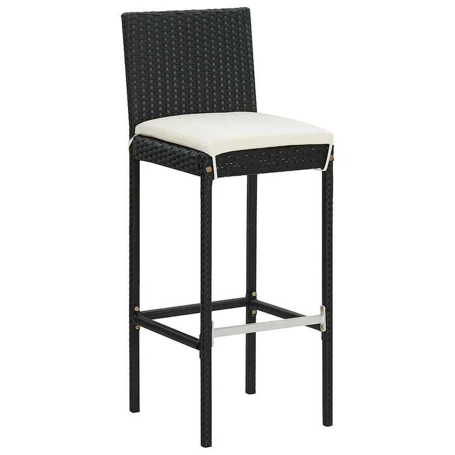 Ensemble de bar de jardin 5 pcs noir bois massif acacia rotin - 4