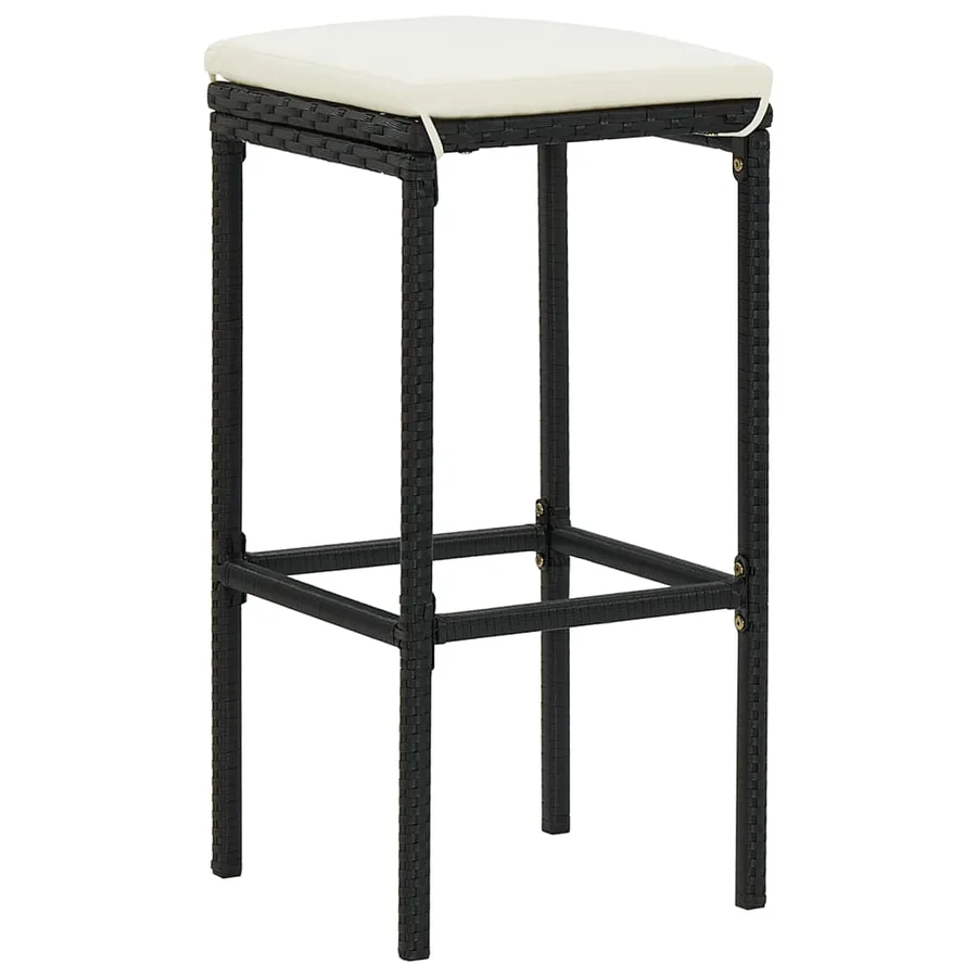 Ensemble de bar de jardin 7 pcs noir bois massif acacia rotin - 4