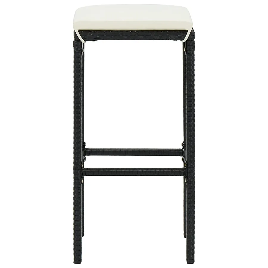 Ensemble de bar de jardin 7 pcs noir bois massif acacia rotin - 6