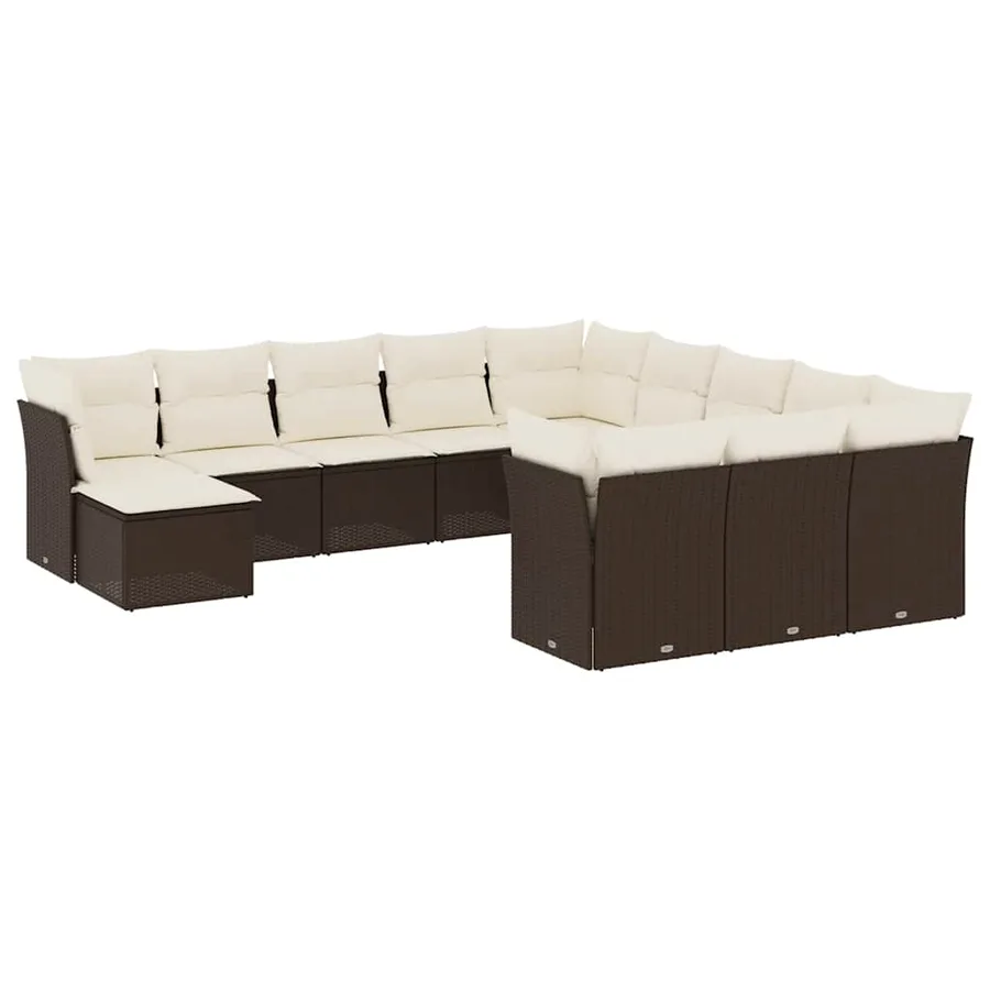 Salon de jardin avec coussins 12 pcs marron résine tressée - 2