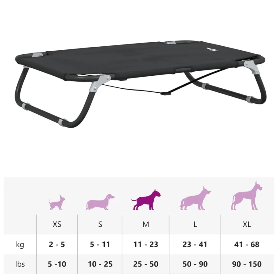 Lit pour chien pliable anthracite tissu Oxford et acier - 11