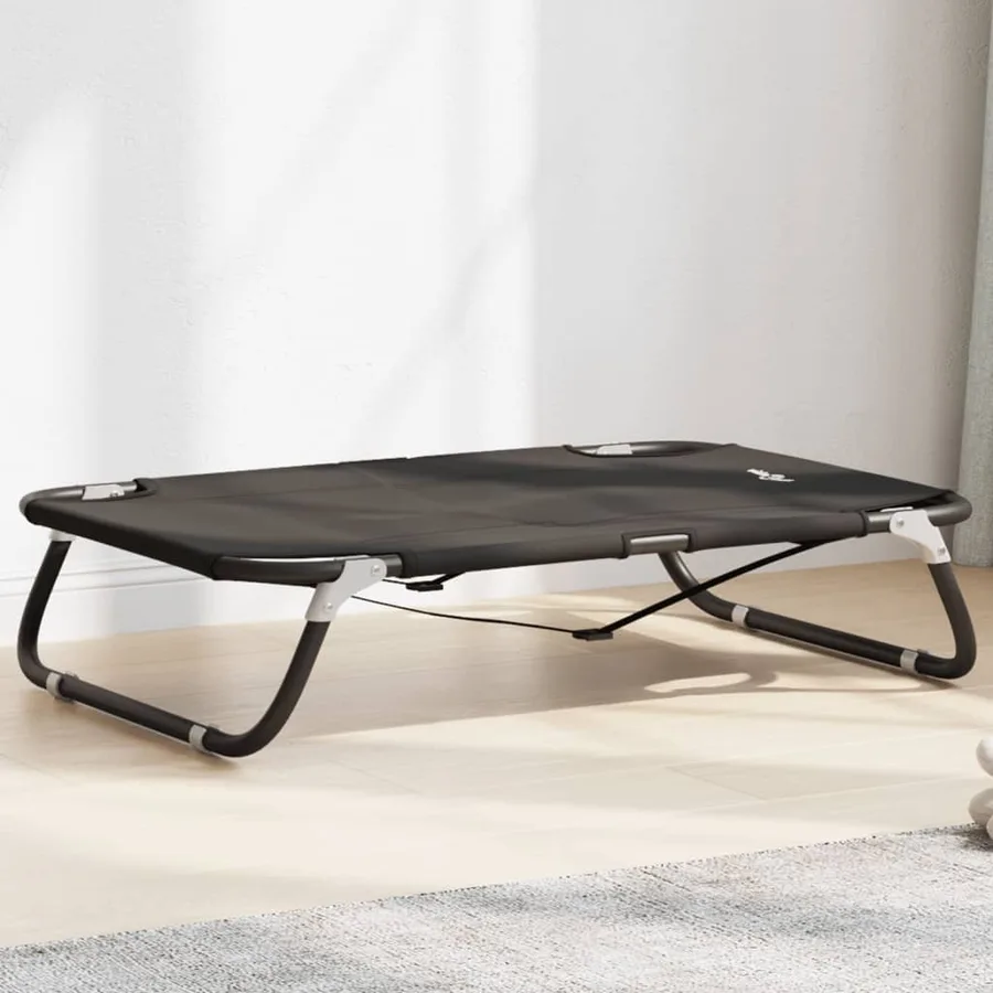 Lit pour chien pliable anthracite tissu Oxford et acier - 2