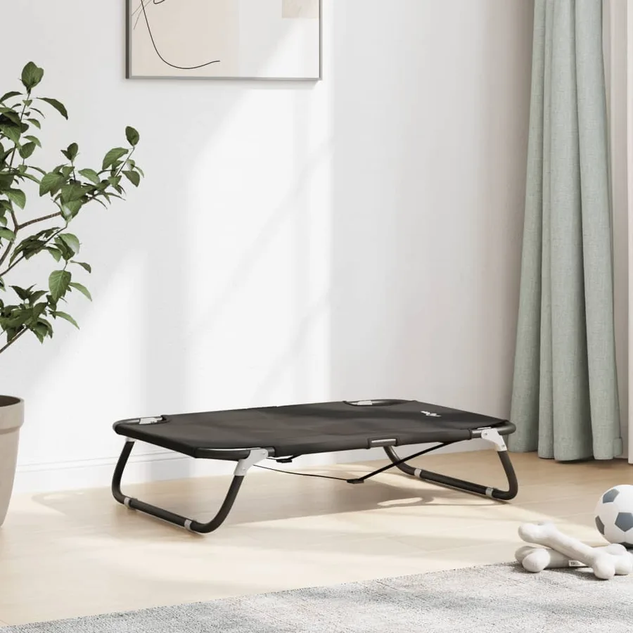 Lit pour chien pliable anthracite tissu Oxford et acier - 3
