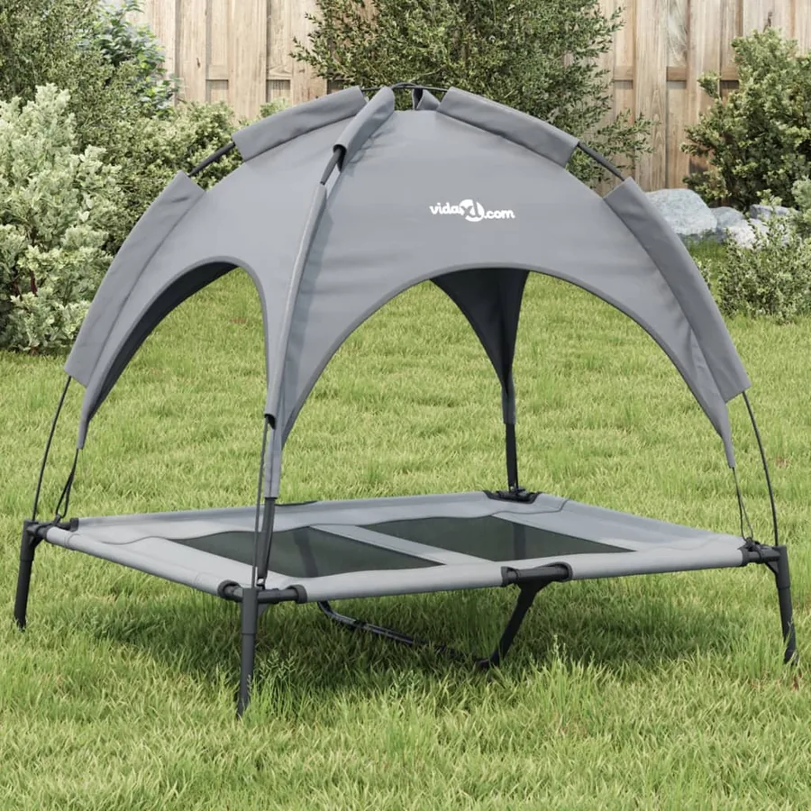 Lit pour chien avec auvent anthracite tissu Oxford et acier