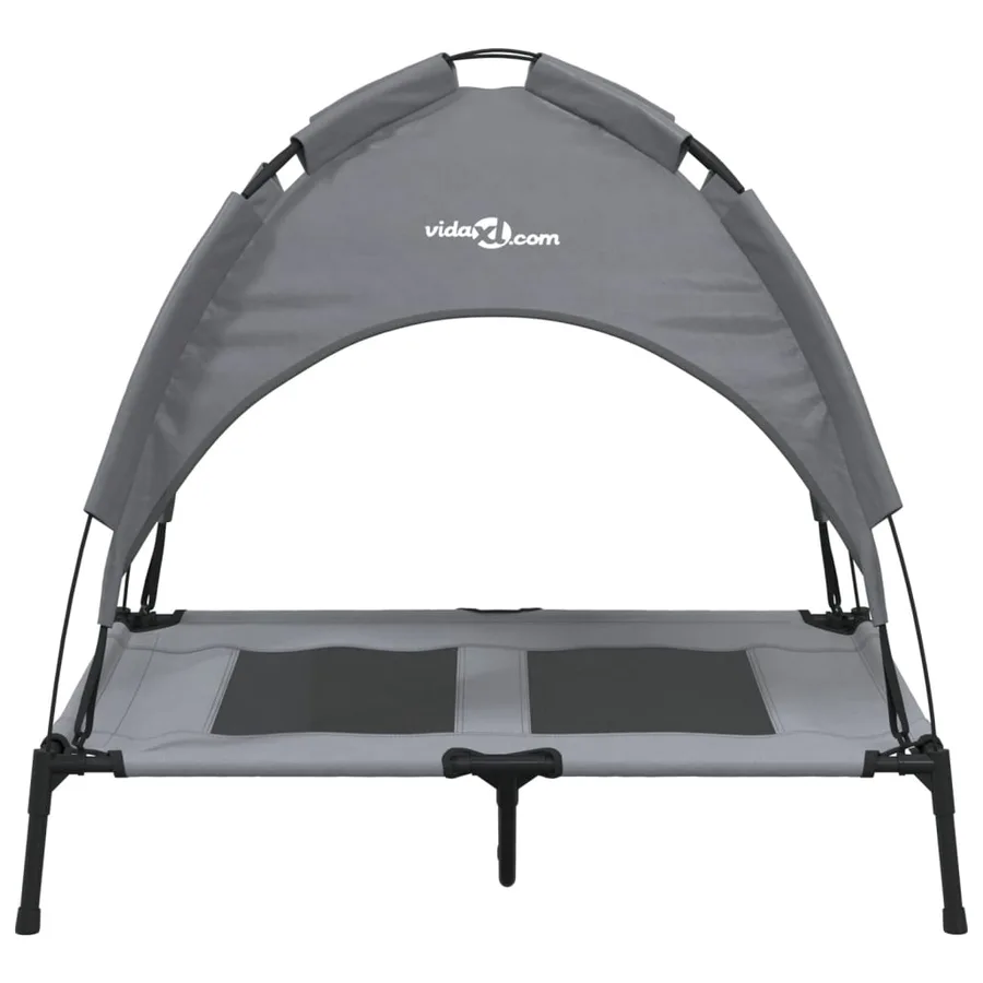 Lit pour chien avec auvent anthracite tissu Oxford et acier - 4