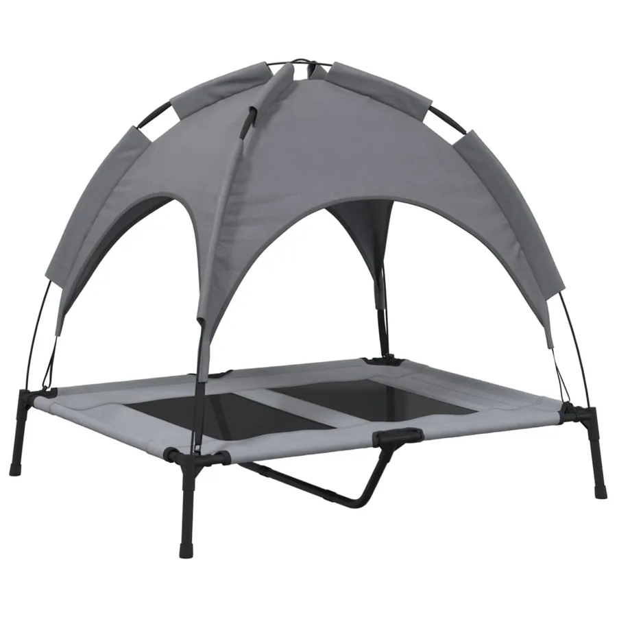 Lit pour chien avec auvent anthracite tissu Oxford et acier - 6