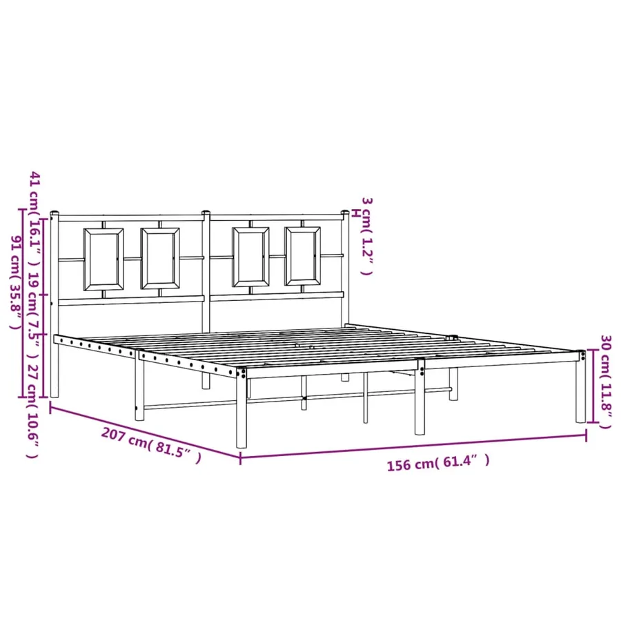 Cadre de lit métal sans matelas avec tête de lit noir 150x200cm - 10