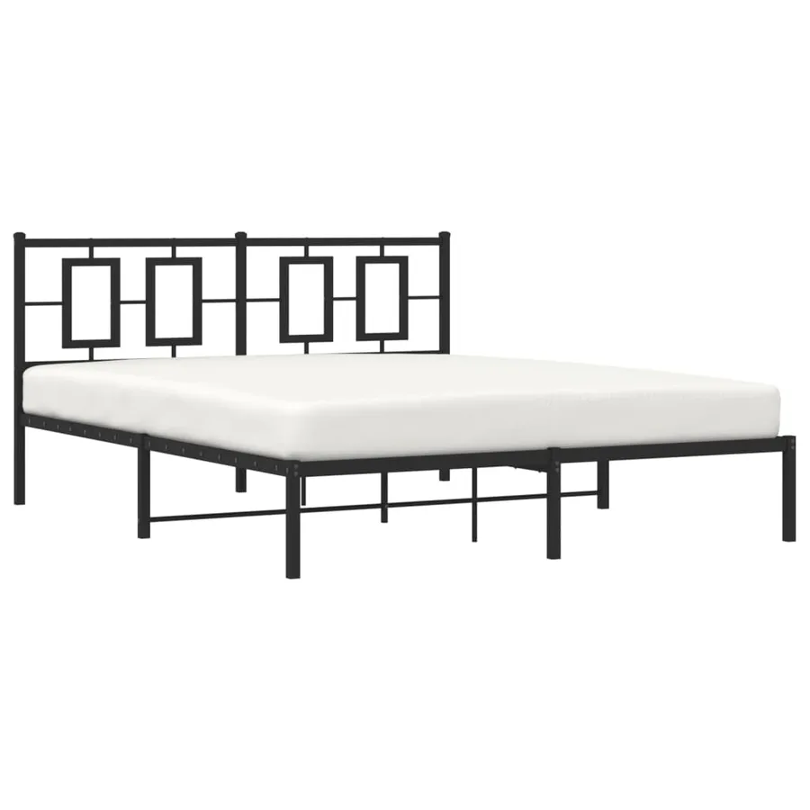 Cadre de lit métal sans matelas avec tête de lit noir 150x200cm - 4
