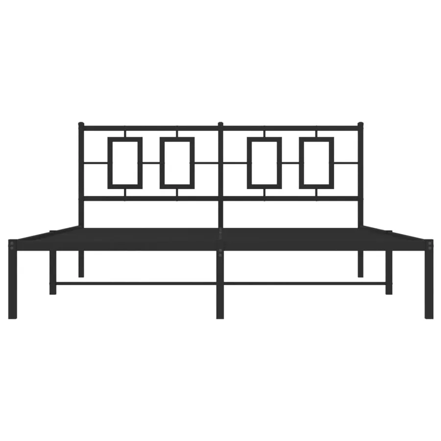 Cadre de lit métal sans matelas avec tête de lit noir 150x200cm - 5