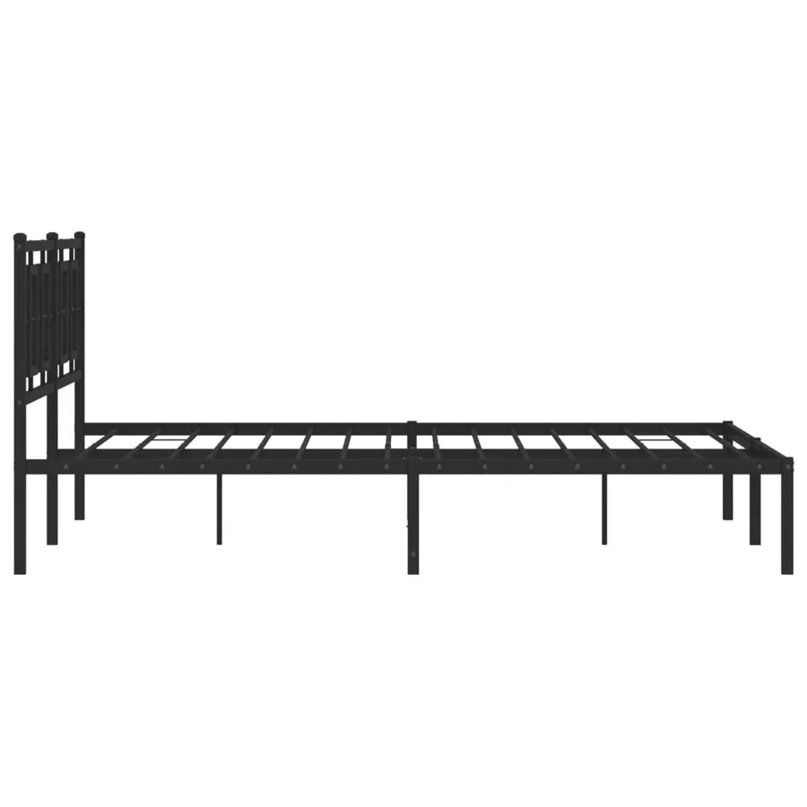 Cadre de lit métal sans matelas avec tête de lit noir 150x200cm - 6