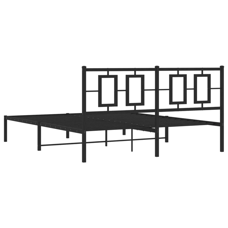 Cadre de lit métal sans matelas avec tête de lit noir 150x200cm - 7