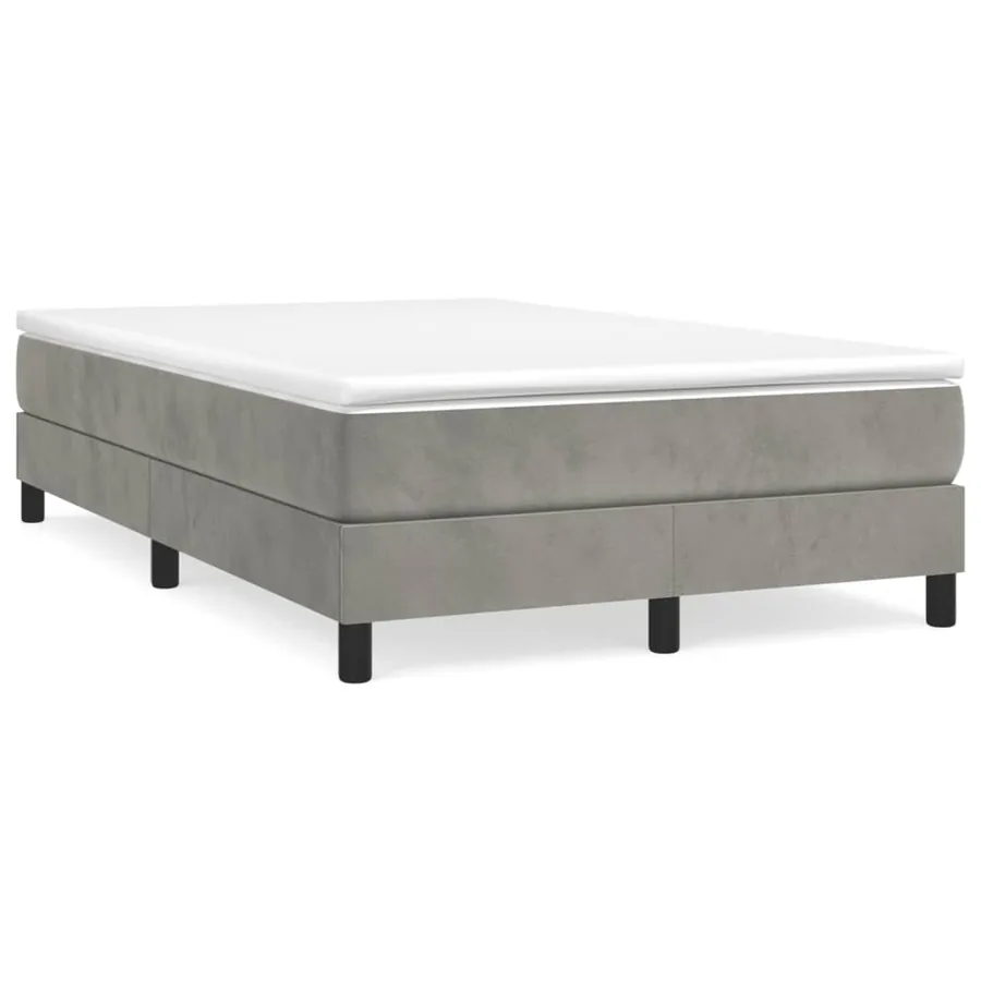 Sommier à lattes de lit et matelas gris clair 120x190cm velours