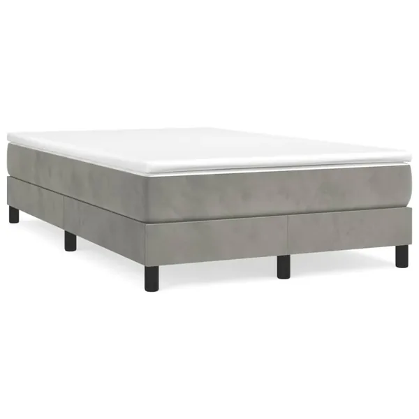 Sommier à lattes de lit et matelas gris clair 120x190cm velours