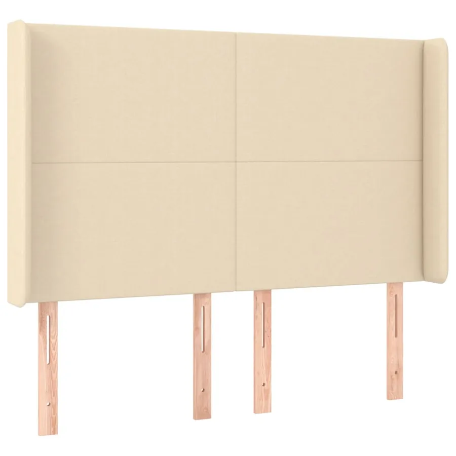 Sommier à lattes de lit matelas et LED Crème 140x190 cm Tissu - 7