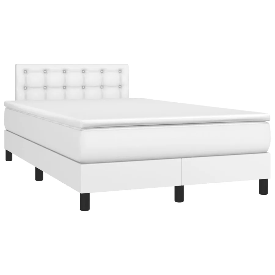 Sommier à lattes de lit avec matelas blanc 120x190cm similicuir - 2