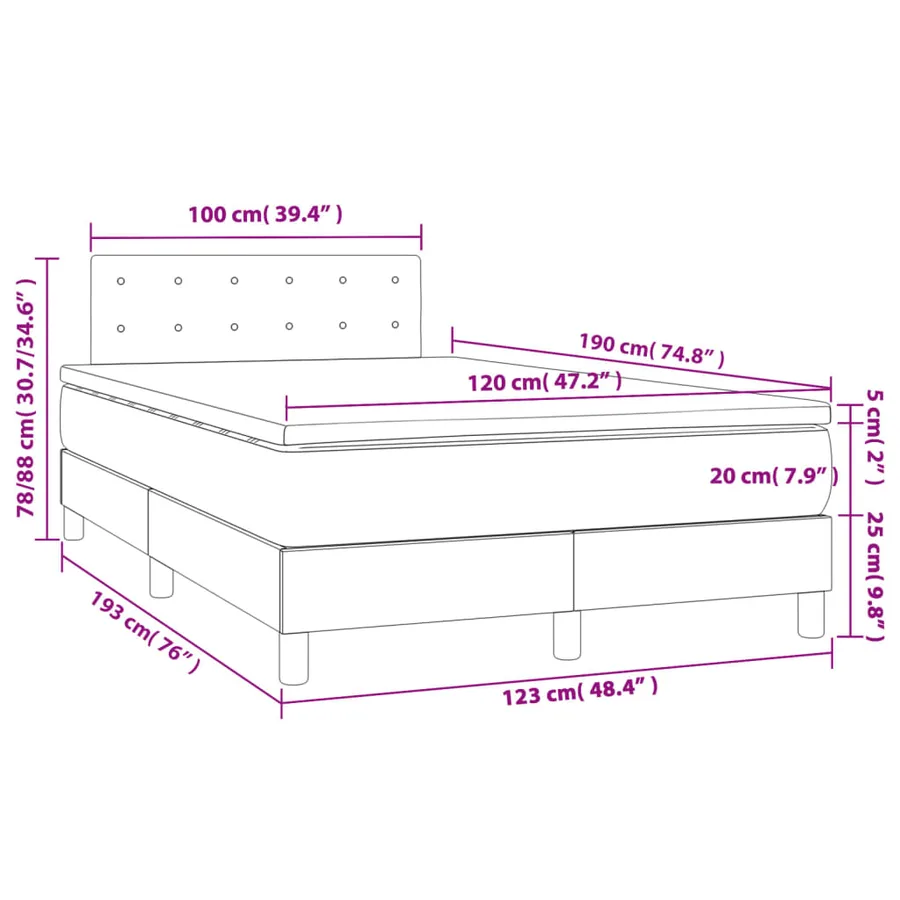 Sommier à lattes de lit avec matelas blanc 120x190cm similicuir - 9